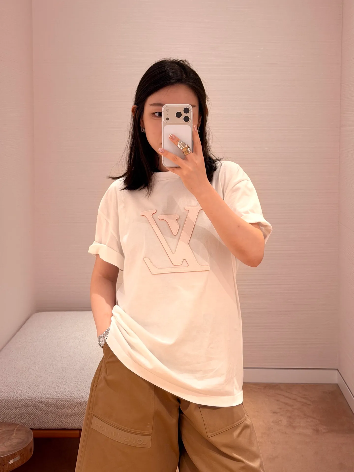 Louis Vuitton/Louis Vuitton laser cut logo short sleeves